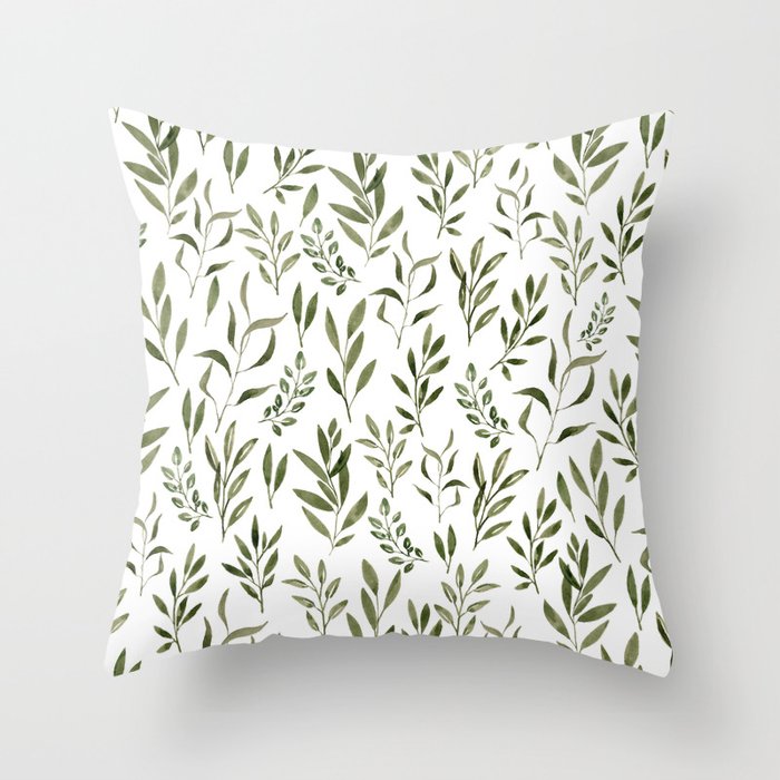 Eucalyptus - green leaves Throw Pillow