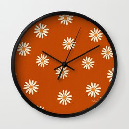 Daisy Field Burnt Orange Wall Clock