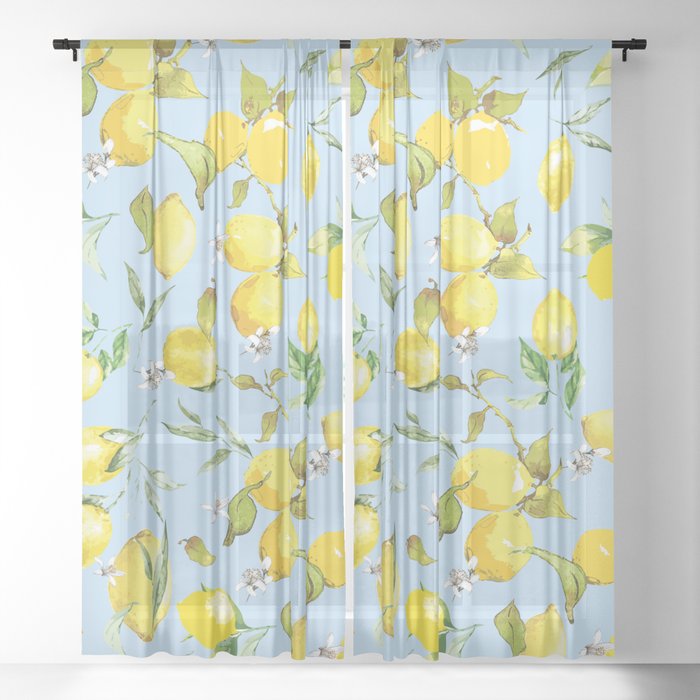 Watercolor Lemons 10 Sheer Curtain By Pucipuci Society6