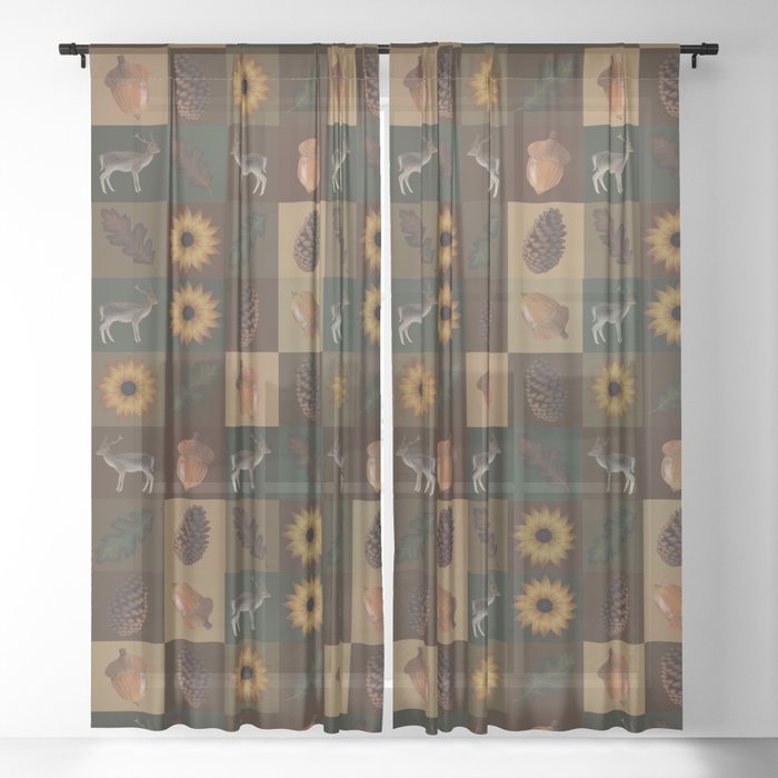 Checkered Spring Forest Sheer Curtain