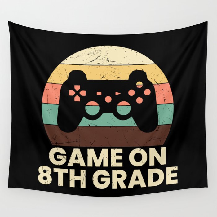 Game On 8th Grade Retro School Wall Tapestry