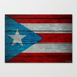 Puerto Rican Flag on Wood Canvas Print