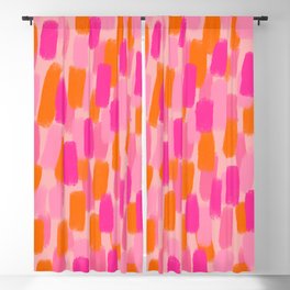 Abstract, Paint Brush Effect, Orange and Pink Blackout Curtain