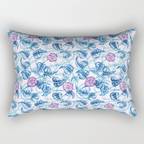 Ipomea Flower_ Morning Glory Floral Pattern Rectangular Pillow