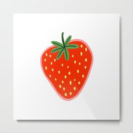Strawberry cute illustration Metal Print | Pink, Cute, Garden, Strawberry, Fruits, Pattern, Colored Pencil, Joy, Vacation, Strawberries 