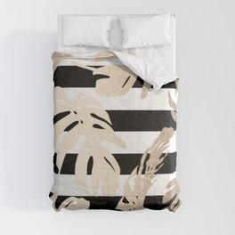 Simply Tropical Palm Leaves on Stripes Comforter