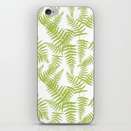 Light Green Silhouette Fern Leaves Pattern iPhone Skin