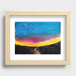 Watercolor starry sunset Recessed Framed Print