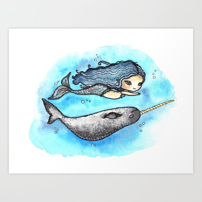 Unicorn Of The Sea Art Print By Livingwhimsydesigns Society6