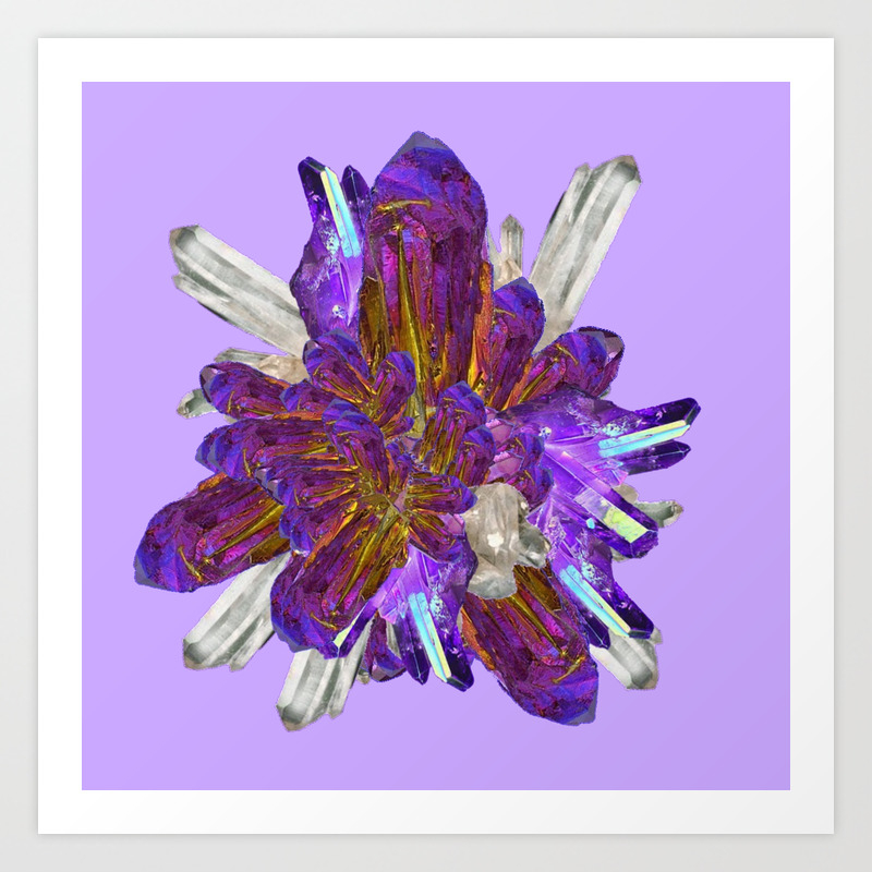 Decorative Cluster Amethyst Quartz Crystals Art Print By