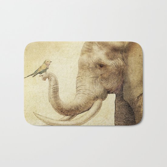 A New Friend (sepia drawing) Bath Mat