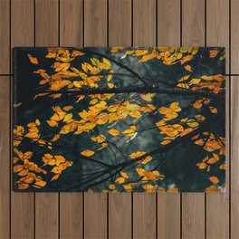 Vibrant Bright Autumn leaves on branches Outdoor Rug