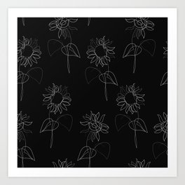 sunflower pattern - black Art Print