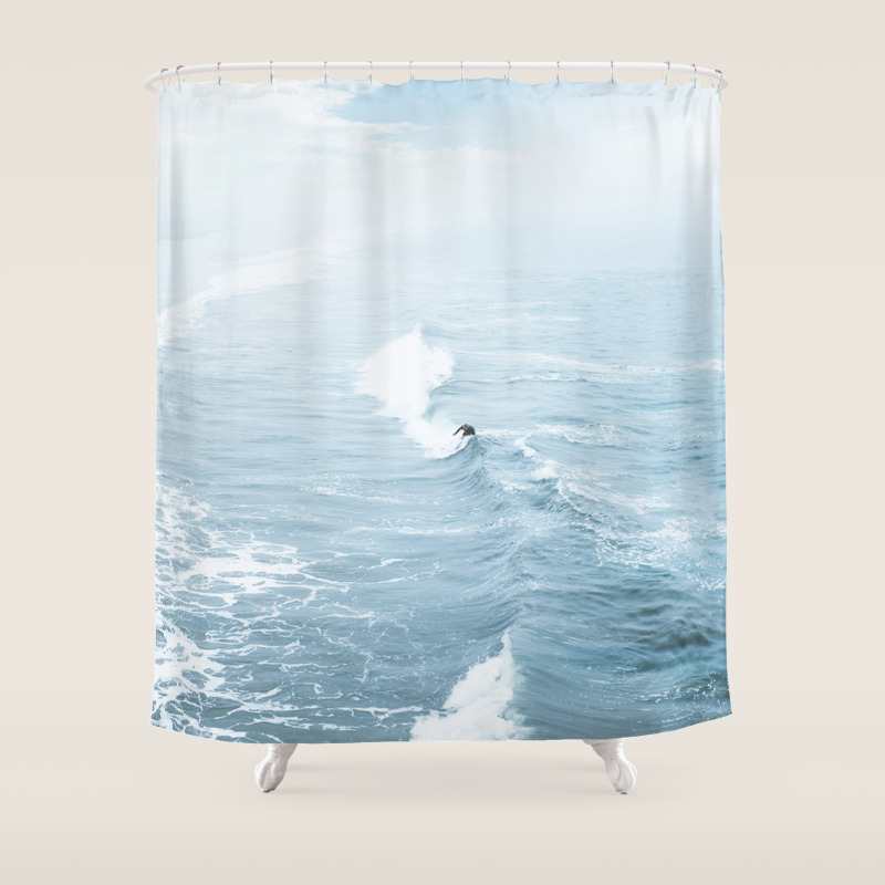 Blue Waves Surfer Shower Curtain By Judithhoy Society6