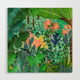 Dense Forest | Colorful Jungle Botanical Nature | Eclectic Bohemian Watercolor Maximalist Painting  Wood Wall Art