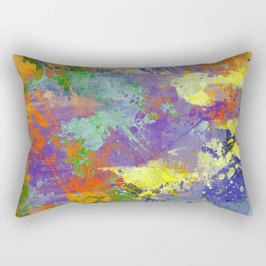 Signs Of Life - Vibrant, random paint splatter multi coloured abstract Rectangular Pillow