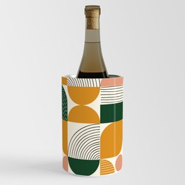 Mid-Century Shapes Abstract Geometric Earth Tones Pattern Wine Chiller