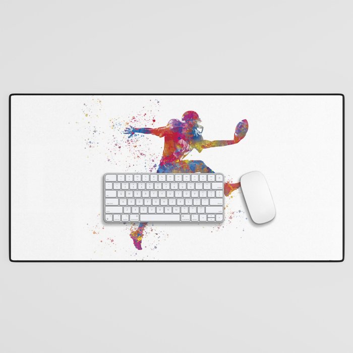 American football player in watercolor Desk Mat