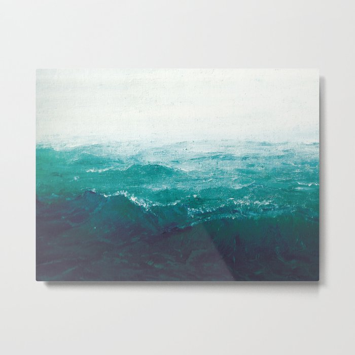 Turquoise Sea Oil Painting Metal Print