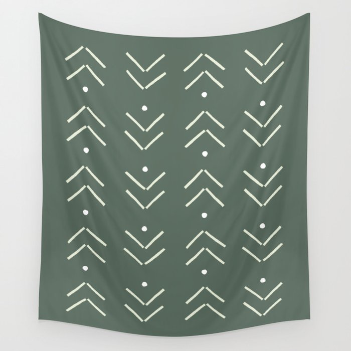 Arrow Geometric Pattern 1 in Sage Green Wall Tapestry