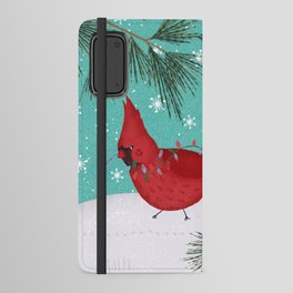 Whimsical Holiday Cardinal 1 Lights Android Wallet Case