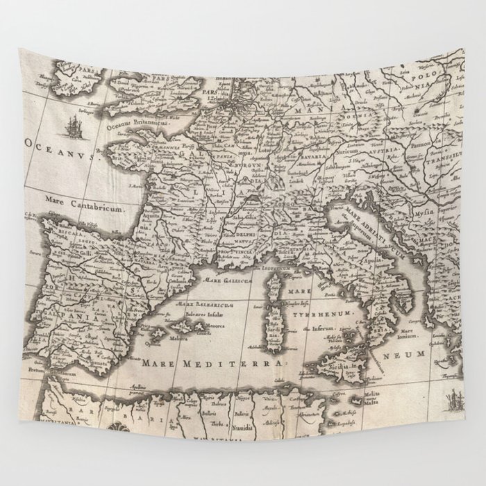 Vintage Map of Europe (1852) Wall Tapestry by BravuraMedia  Society6