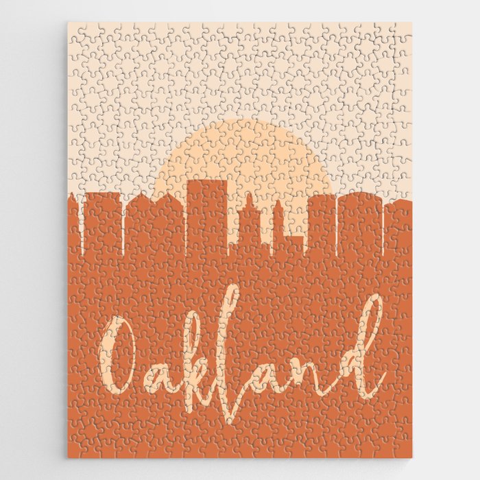OAKLAND CALIFORNIA CITY SUN SKYLINE EARTH TONES Jigsaw Puzzle