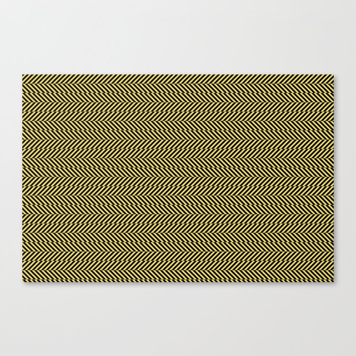 Black and Yellow Vertical and Horizontal Stripe Pattern Pairs Dulux 2022 Popular Colour Lemon Jester Canvas Print