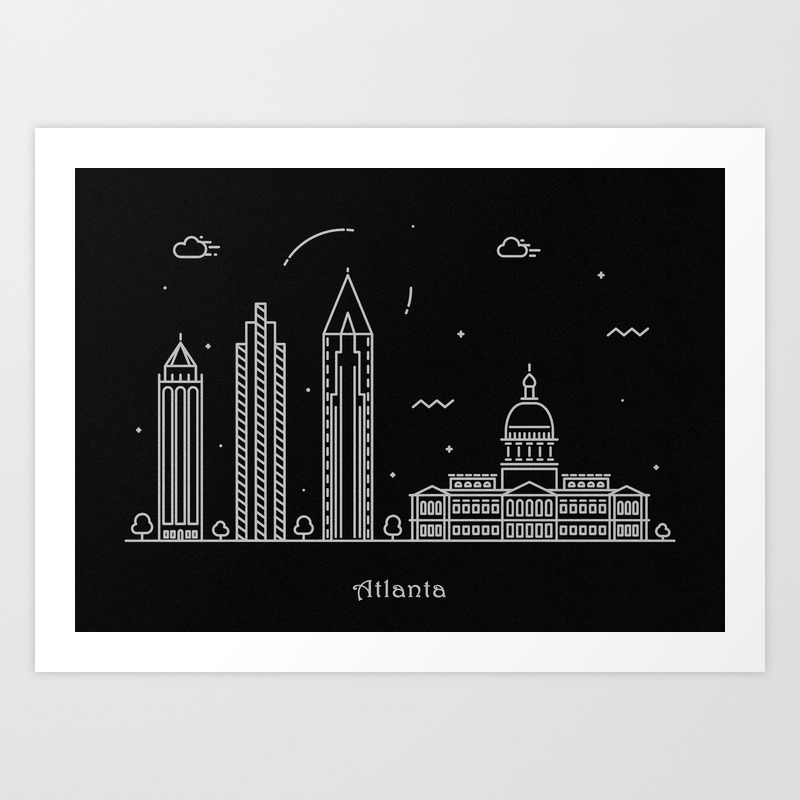 Atlanta Minimalist Skyline Drawing Art Print By Aysetoyran Society6 Atlanta entertainment rome cartersville drawing, skyline, building, text, city png. society6