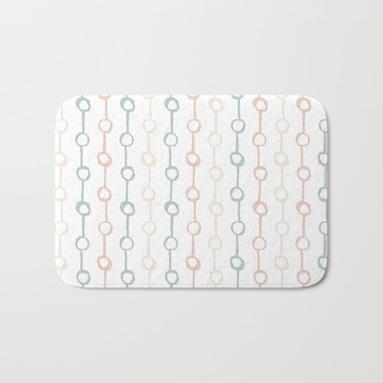 Polka Dot Stripe Pastel Pink Cream Green Bath Mat