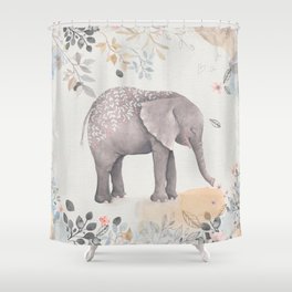 Floral Fantasy Elephant Shower Curtain