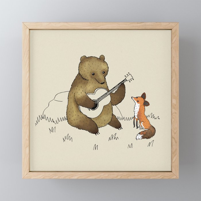 Bear & Fox Framed Mini Art Print