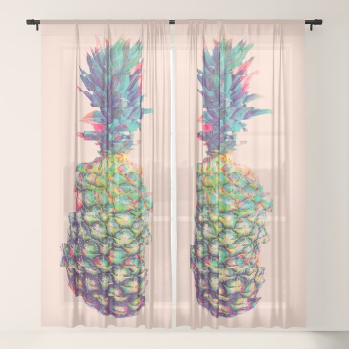 Vintage Style Pineapple With Grunge Glitch Effect Design Sheer