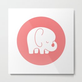Mod Baby Elephant Coral Metal Print | Digital, Graphicdesign, Kids, Baby, Illustration, Animal, Children, Misstiina, Elephants 