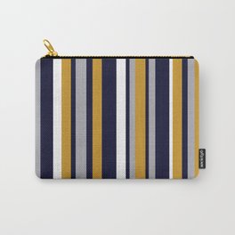 Modern Stripes in Mustard Yellow, Navy Blue, Gray, and White. Minimalist Color Block Carry-All Pouch | Graphicdesign, Curated, Aesthetic, Vertical Stripes, Minimalist, Modern, Navy Blue, Striped, Mustard, Blue 