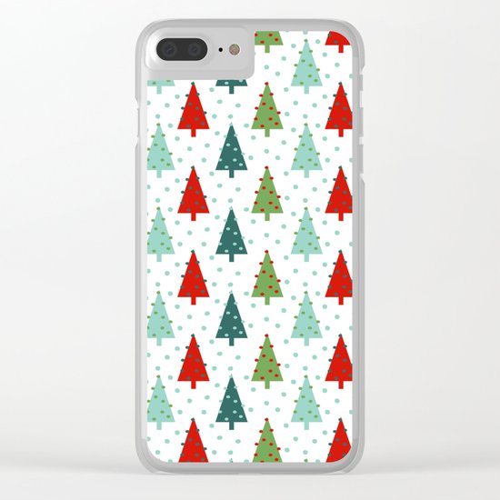 Christmas Tree holiday dots snow polka dot minimal modern geometric christmas decor design Clear iPhone Case