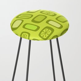 Midcentury MCM Rounded Rectangles Chartreuse Counter Stool