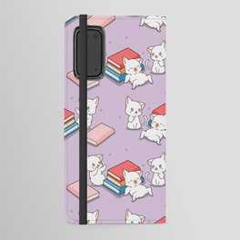 Cats and Books Pattern Android Wallet Case