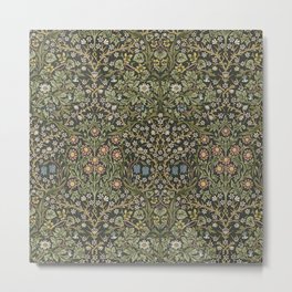 William Morris Vintage Blackthorn Green Charcoal Metal Print | Painting, Flower, Victorian, Nature, Pattern, Arts Crafts, Antique, Elegant, Floral, Fabric 