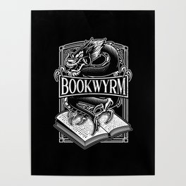 Book Wyrm BookWyrm Dragon Reading Lover Distressed Poster