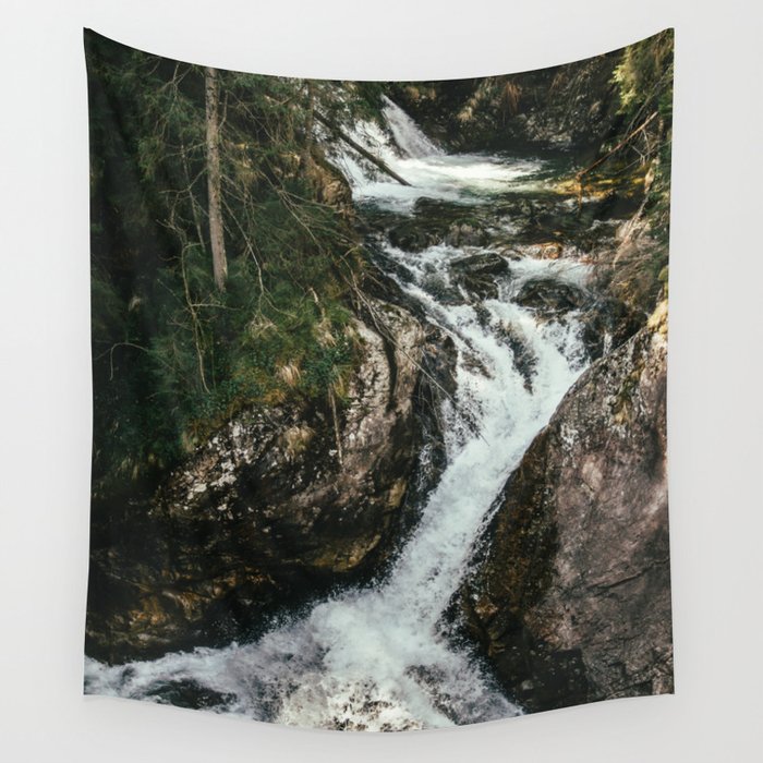 Waterfall In The Mountains - Wild River Cascade Wall Tapestry