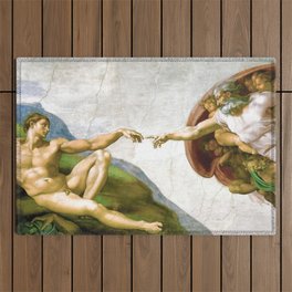 Michelangelo Buonarroti "Creation of Adam" (2) Outdoor Rug