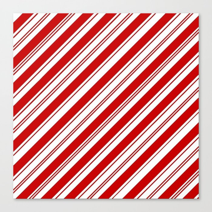 winter holiday xmas red white striped peppermint candy cane Canvas Print