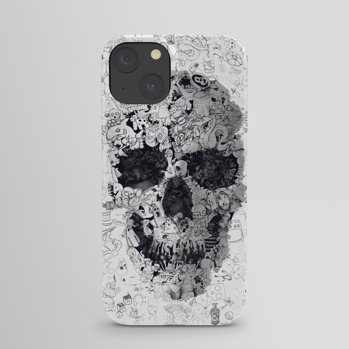 Doodle Skull BW iPhone Case