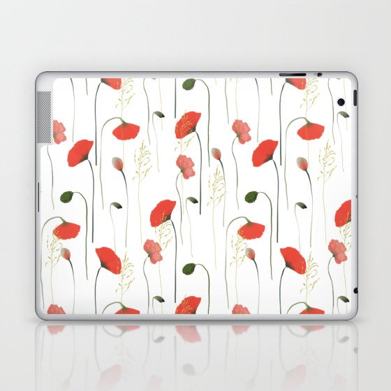 Pretty Girly Poppies Floral Pattern Laptop & iPad Skin