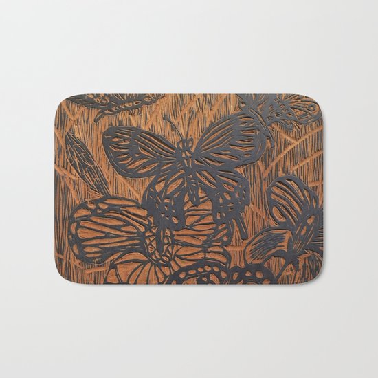 Flowers and Butterflies Bath Mat