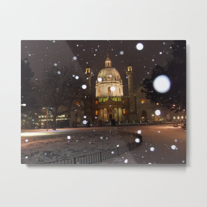 Vienna in Snow by Shimon Drory Metal Print