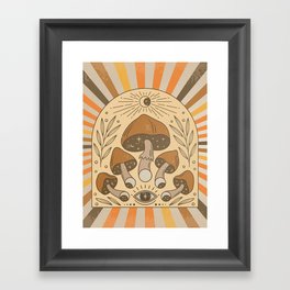 Psychedelic Retro Mushroom Framed Art Print