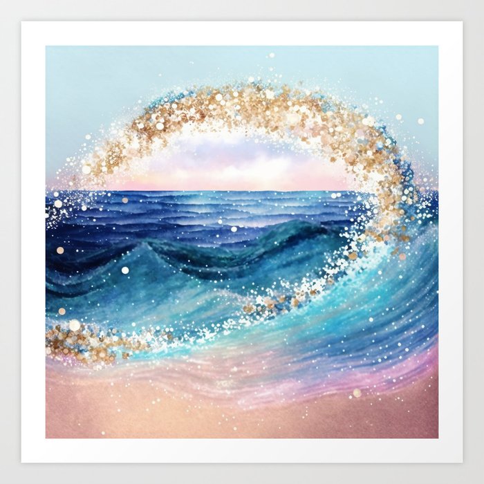 Watercolor Ocean Waves 03 Art Print