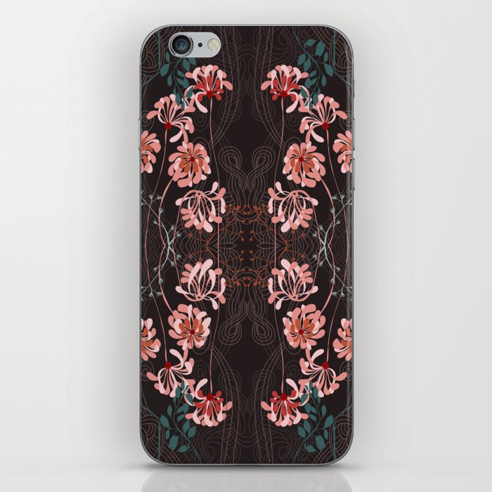 Art Nouveau floral pattern with lines – taupe iPhone Skin